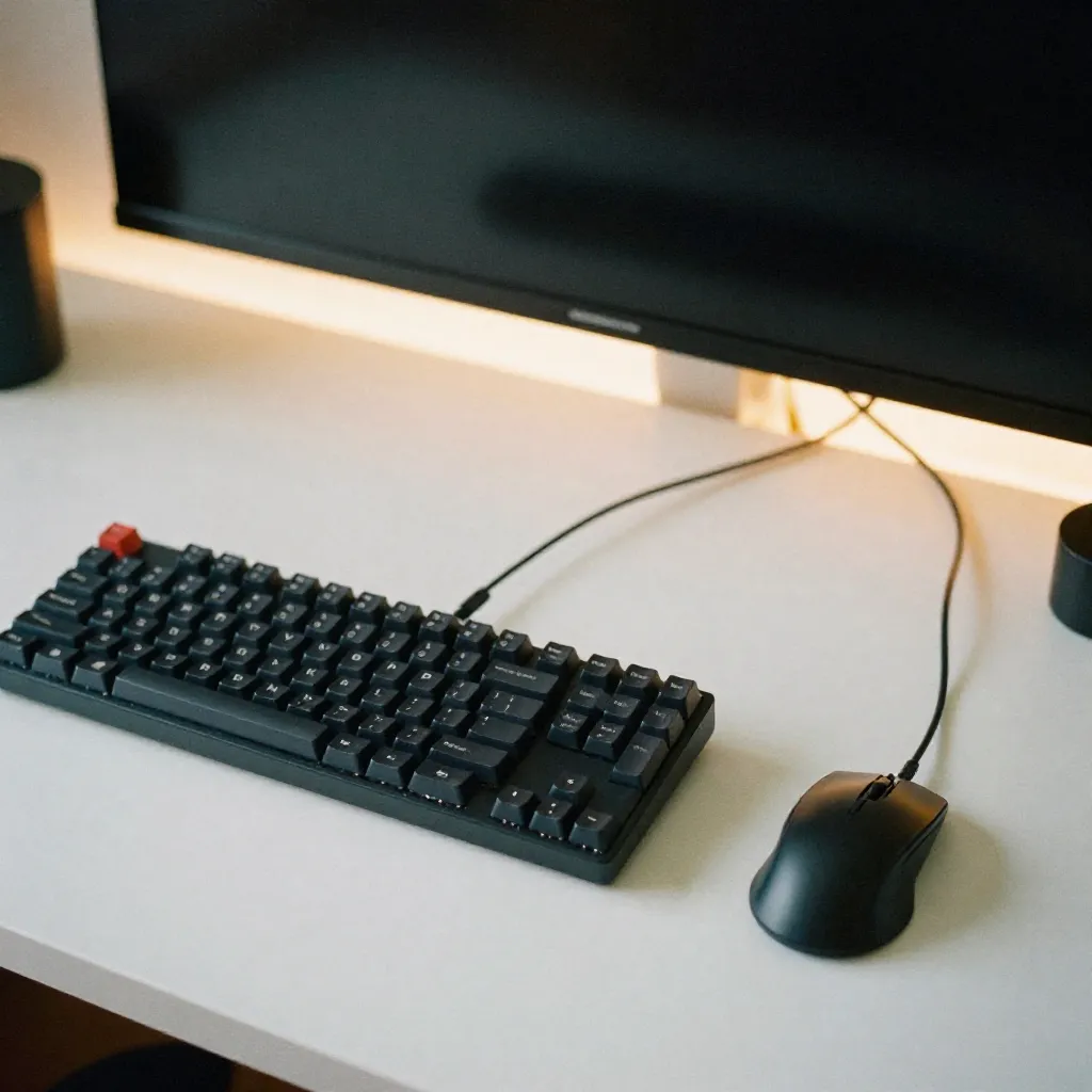 Organized minimalist desk configuration