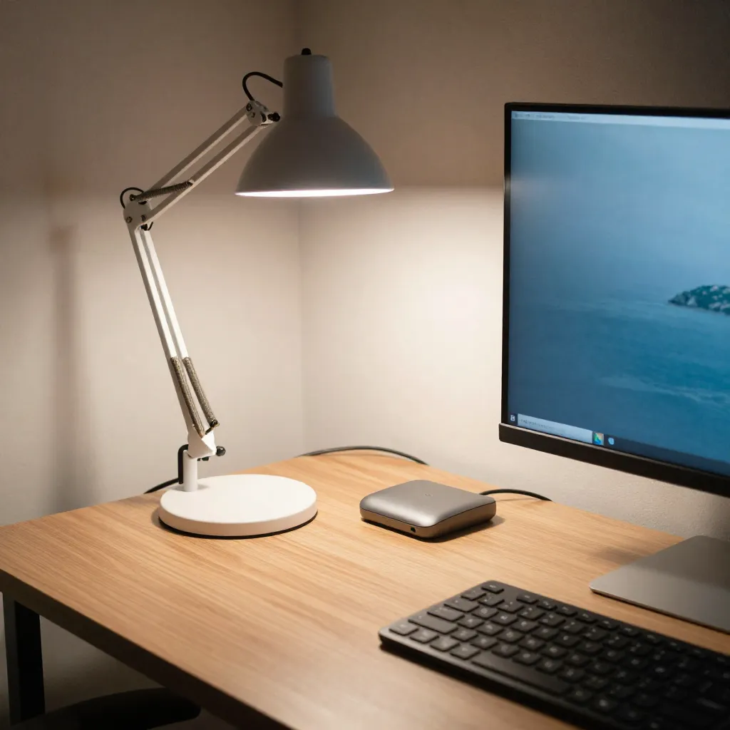 Natural lighting in workspace photography